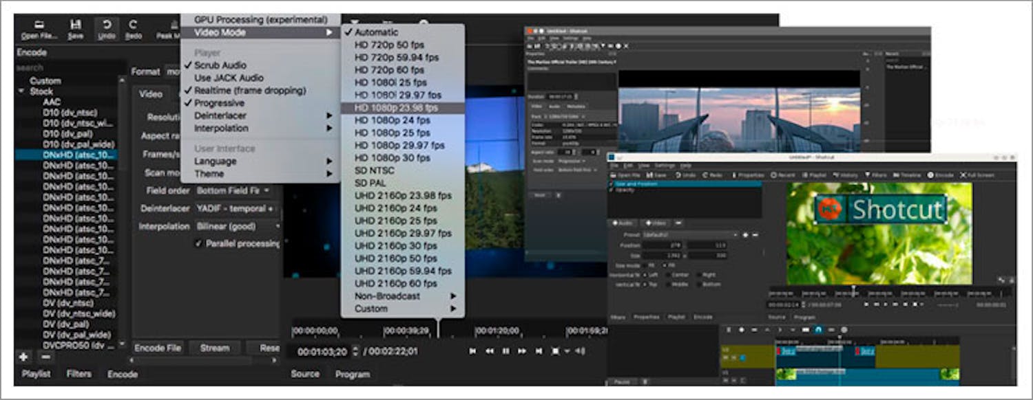 Videoformater i Shotcut. Du kan bruke en lang rekke formater for både lyd og video i Shotcut.